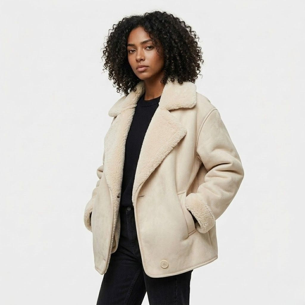 Tailored Aviator Jacket with Oversized Collar