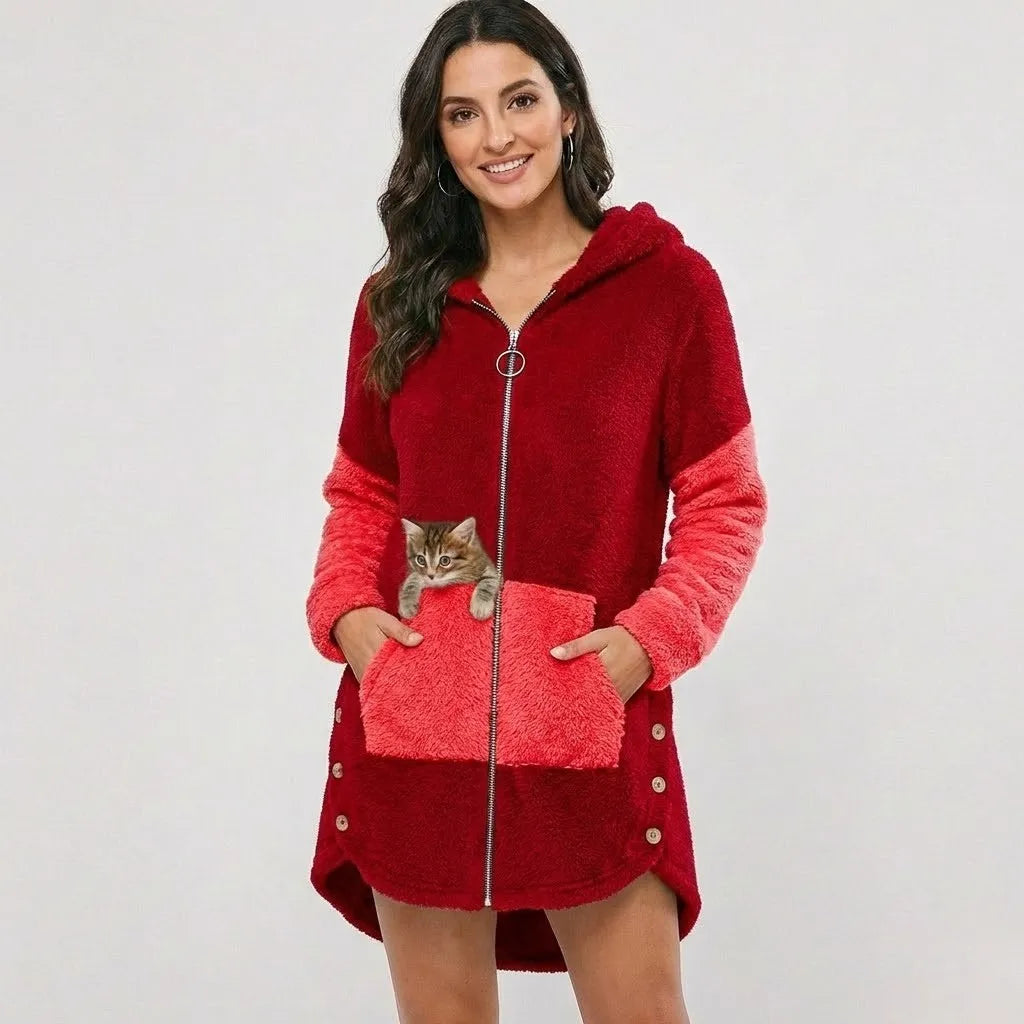 Cozy Hooded Knit Jacket with Relaxed Fit