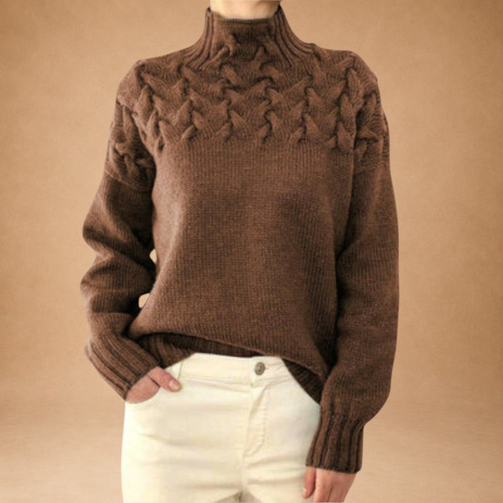 Eva - Women's Knitted Sweater with Knitting Detail