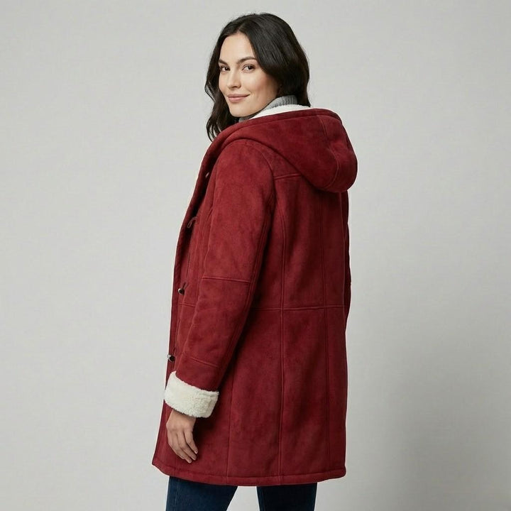 Suede-Look Jacket with Fur Lining and Straight Cut