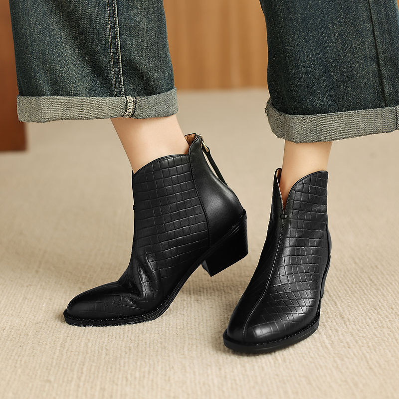 Genuine Leather Straight-Calf Boots