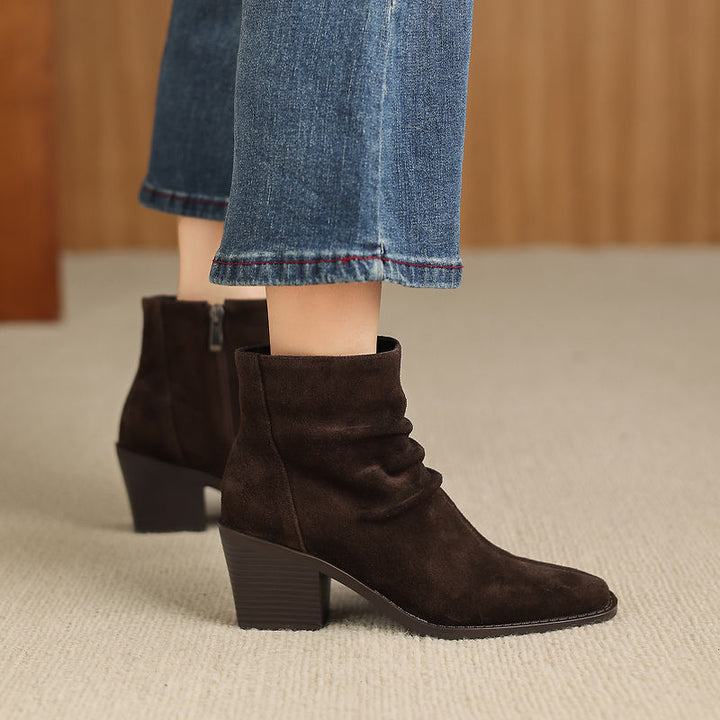 Meren Genuine Suede Ankle Boots