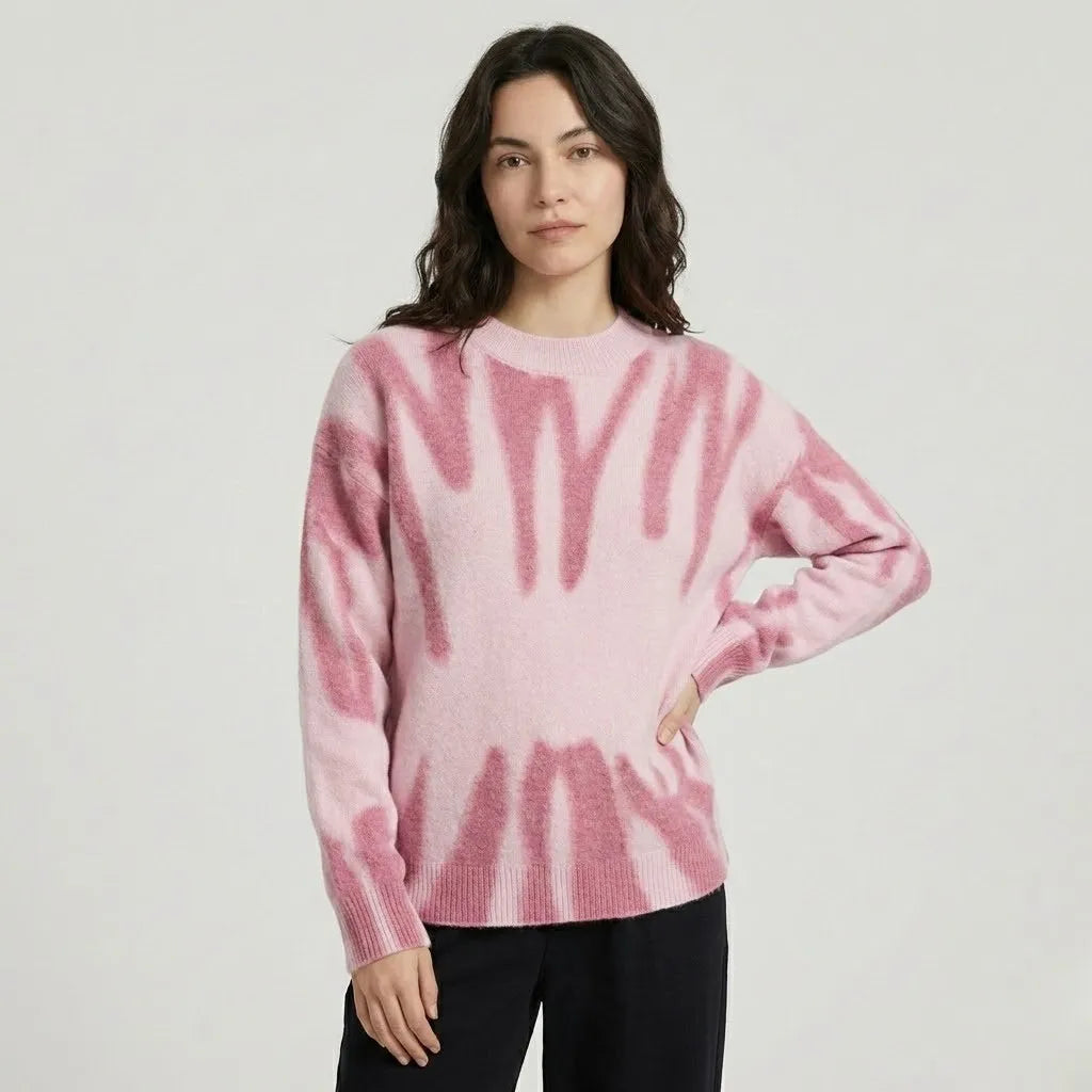 Organic Pattern Oversized Knit Sweater