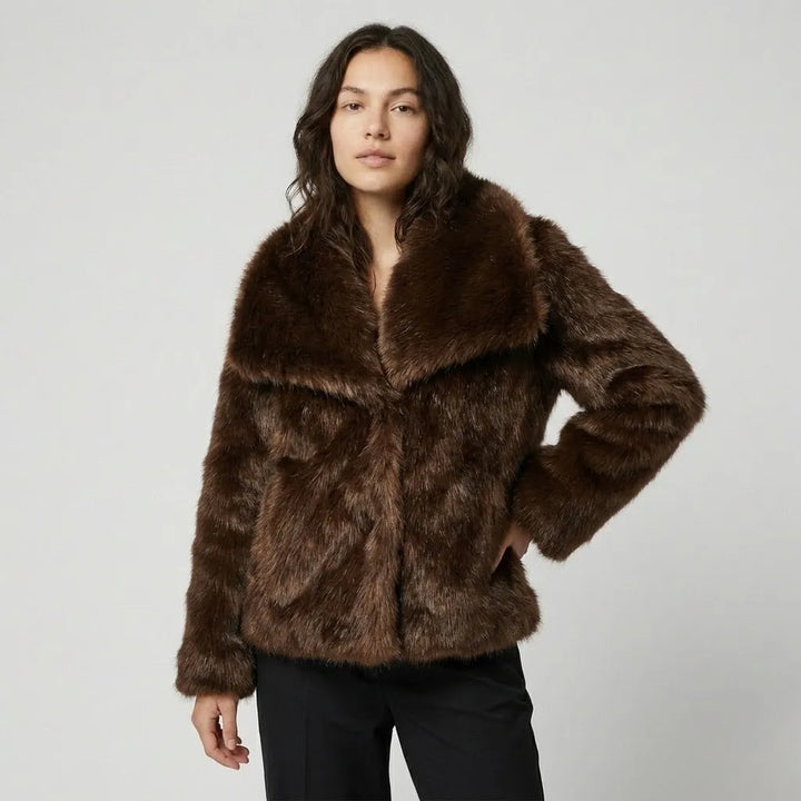Urban-Inspired Short Structured Faux Fur Jacket