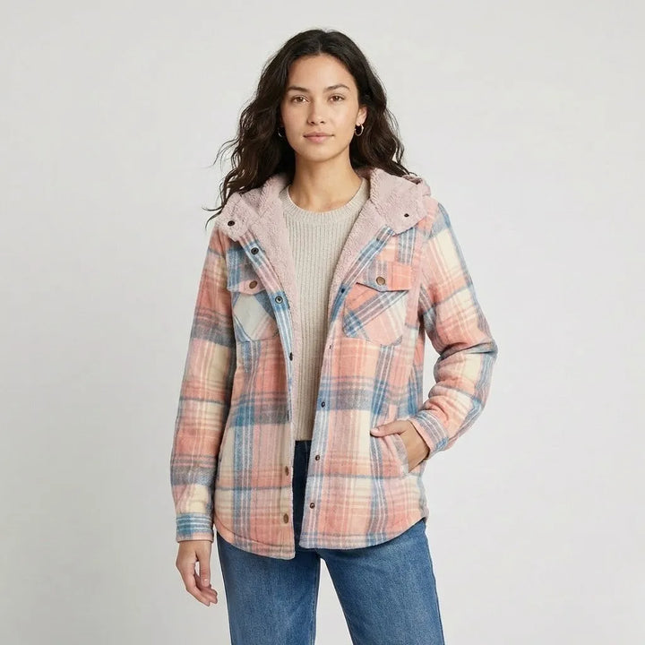 Plaid Hooded Jacket with Cozy Lining