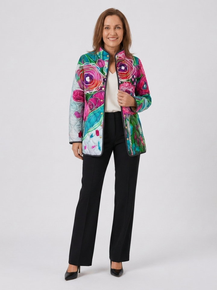 Lucie Floral Watercolour Padded Coat