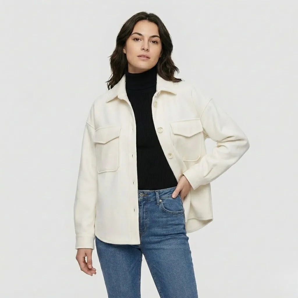 Solid-Colored Shirt Jacket with Contemporary Urban Flair