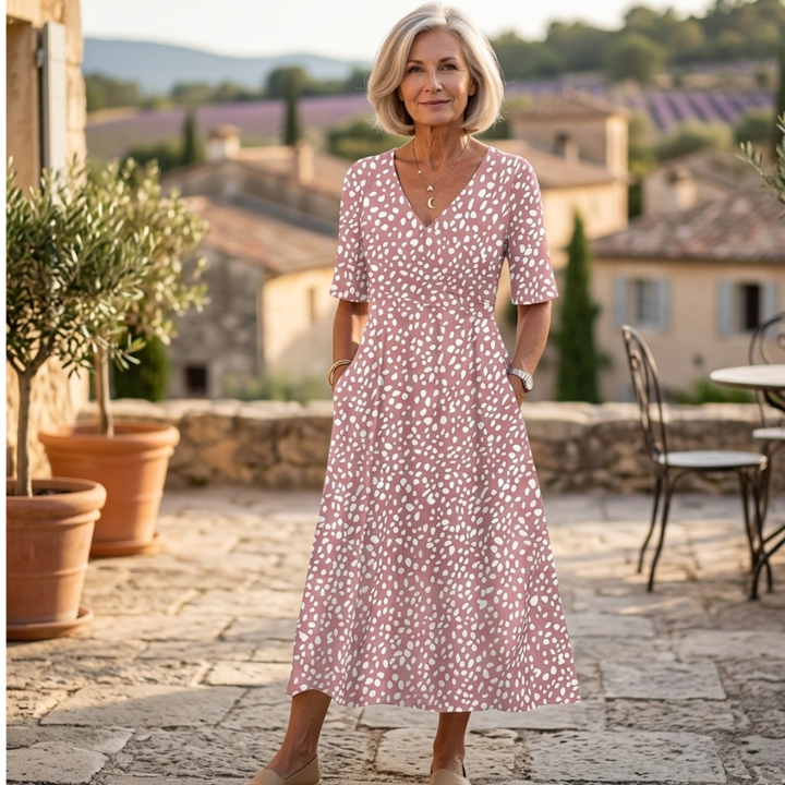 Colette | Midi dress with striped pattern and slimming effect