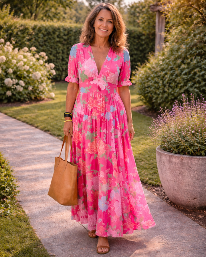 Yara | V-Neck Long Floral Dress