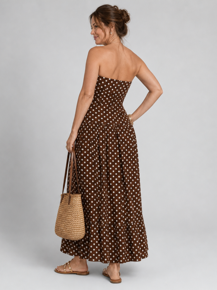 Sorien | Midi Strapless Dress with Deep Design
