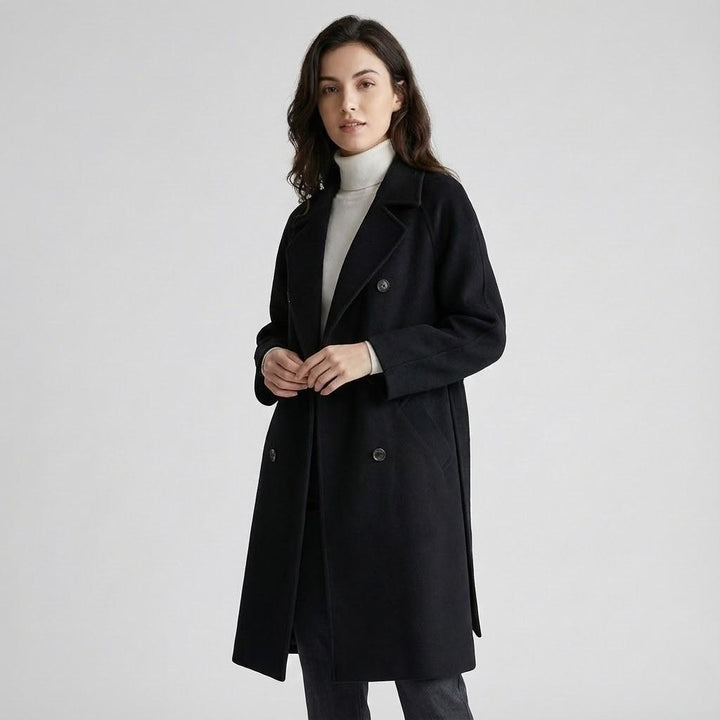 Relaxed Fit Long Wool Blend Structured Coat