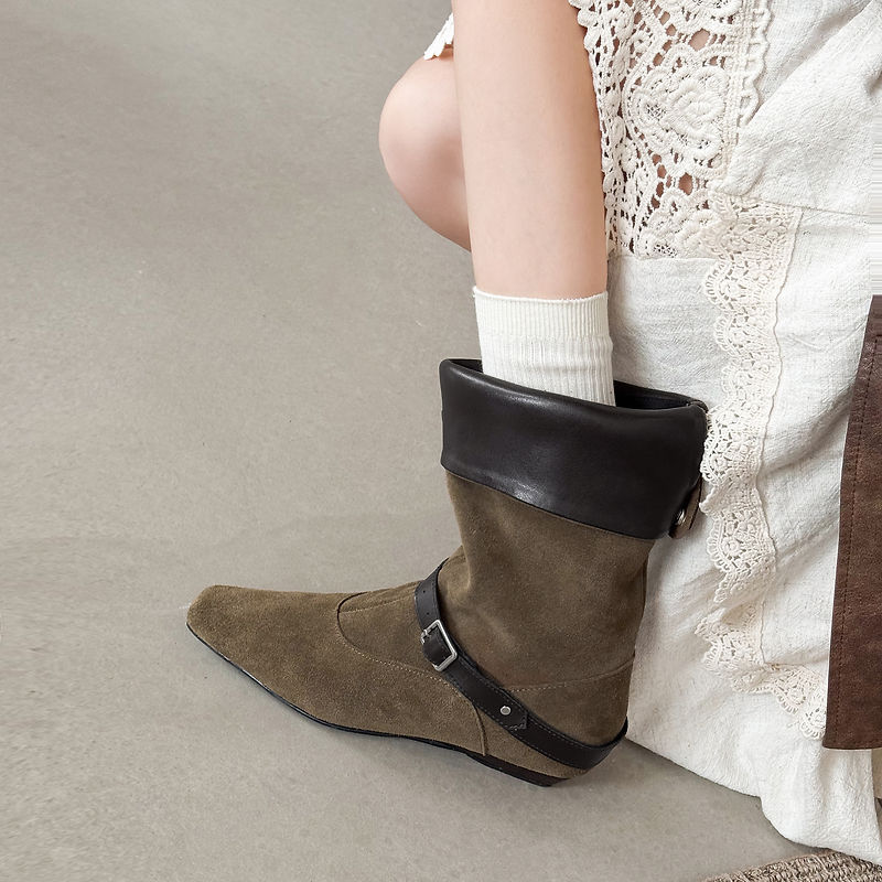 Genuine Suede Queli Ankle Boots