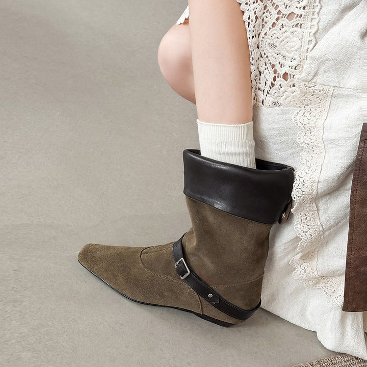 Genuine Suede Queli Ankle Boots