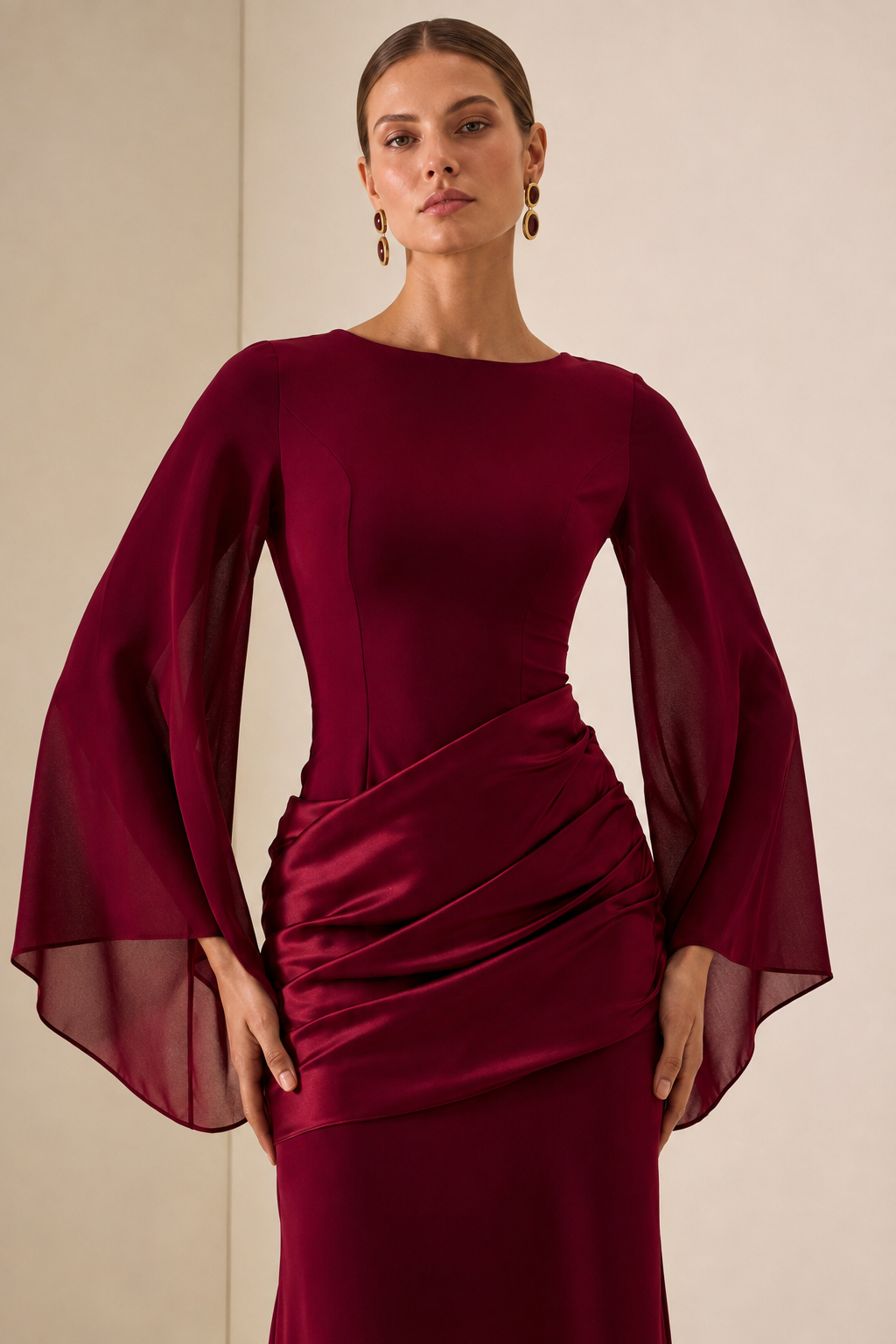 Alana | Cape Sleeve Maxi Dress