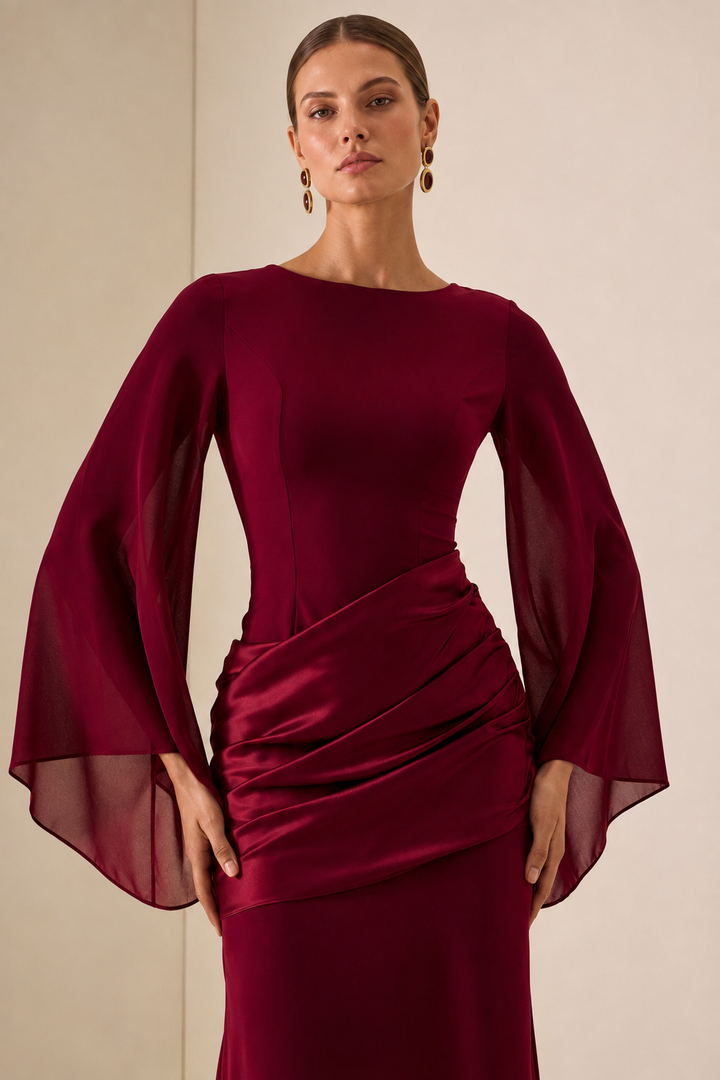 Alana | Cape Sleeve Maxi Dress