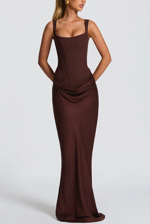 Romina | Square Neck Maxi Dress with Delicate Straps