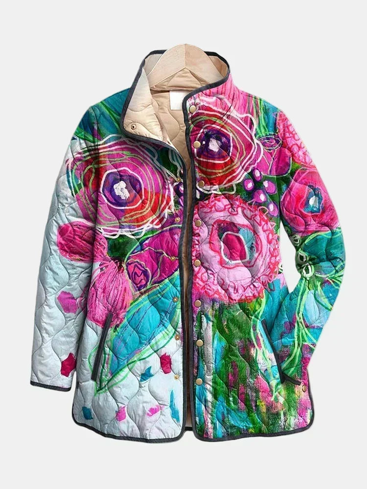 Lucie Floral Watercolour Padded Coat