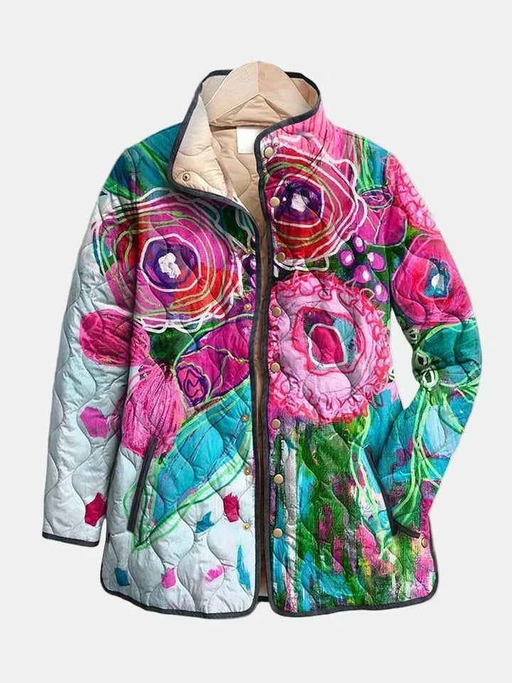 Lucie Floral Watercolour Padded Coat