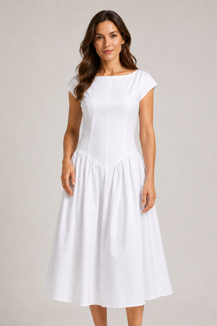 Želmíra | Midi A-Line Dress with Boat Neck