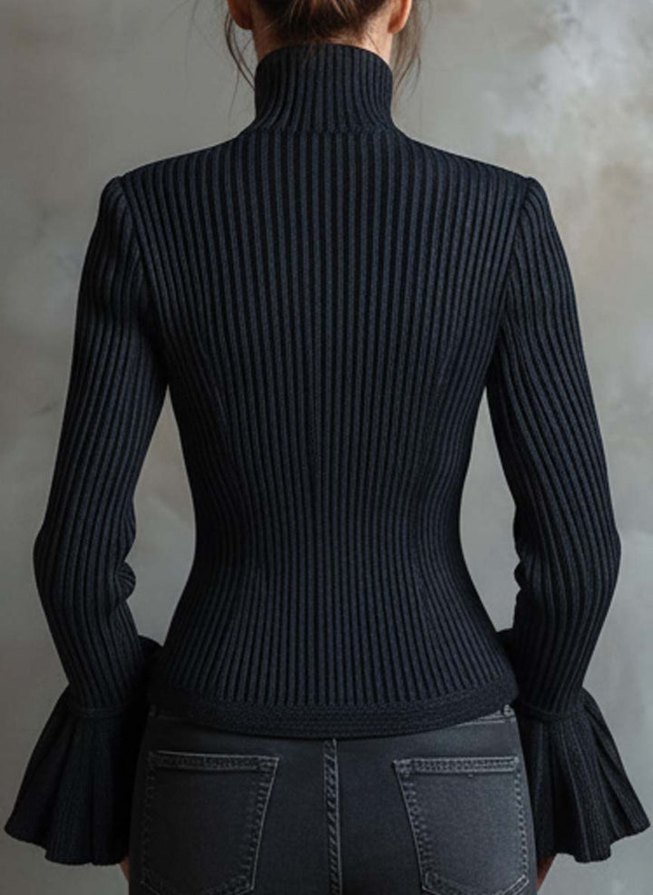 Embroidered Ribbed Jacket with Metallic Finish
