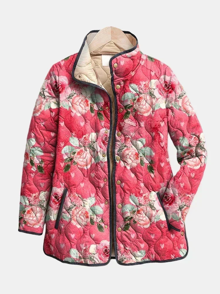 Padded Coat in Powdered Roses Christine