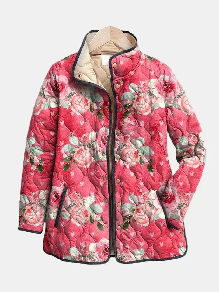 Padded Coat in Powdered Roses Christine