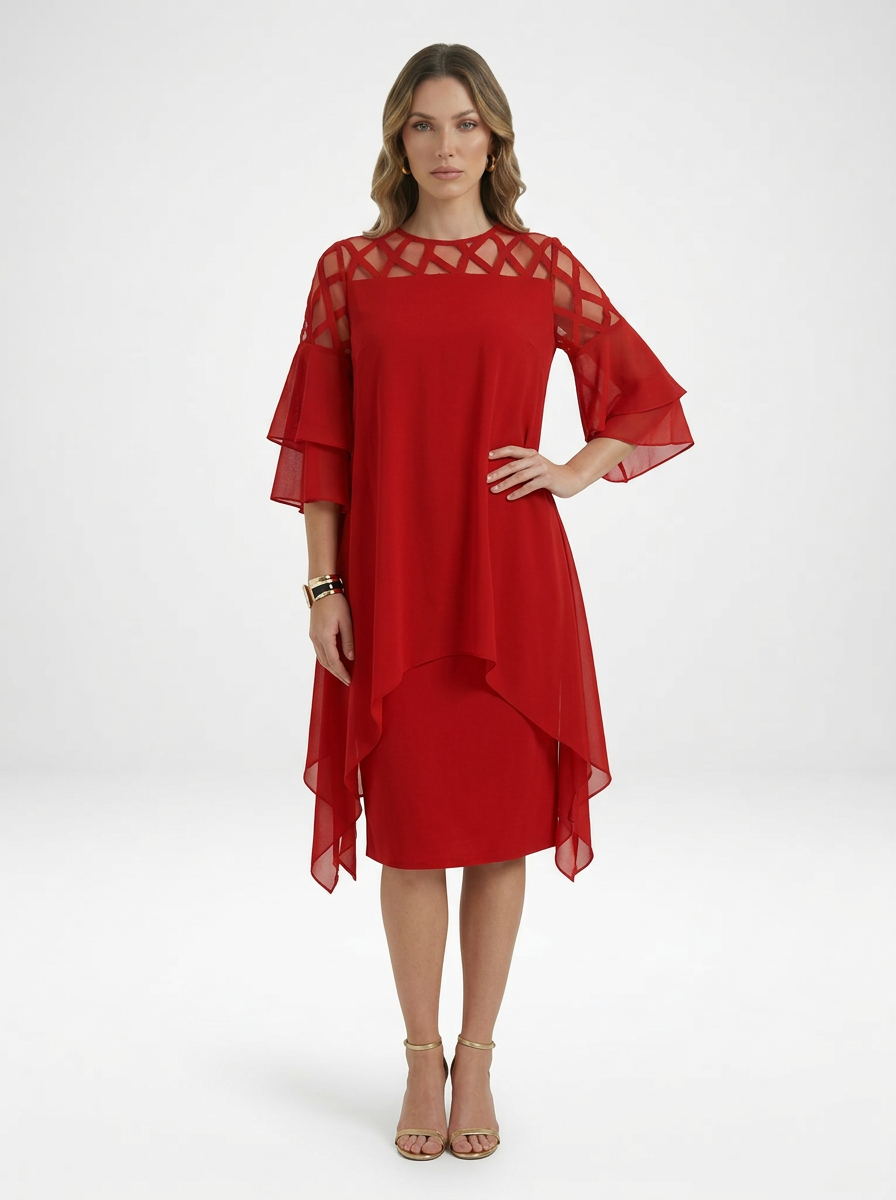 Timea | Layered Overlay Midi Dress