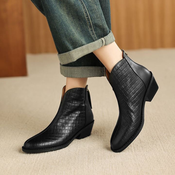 Genuine Leather Straight-Calf Boots