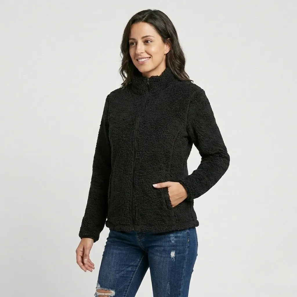 Urban-Style High Collar Fleece Jacket