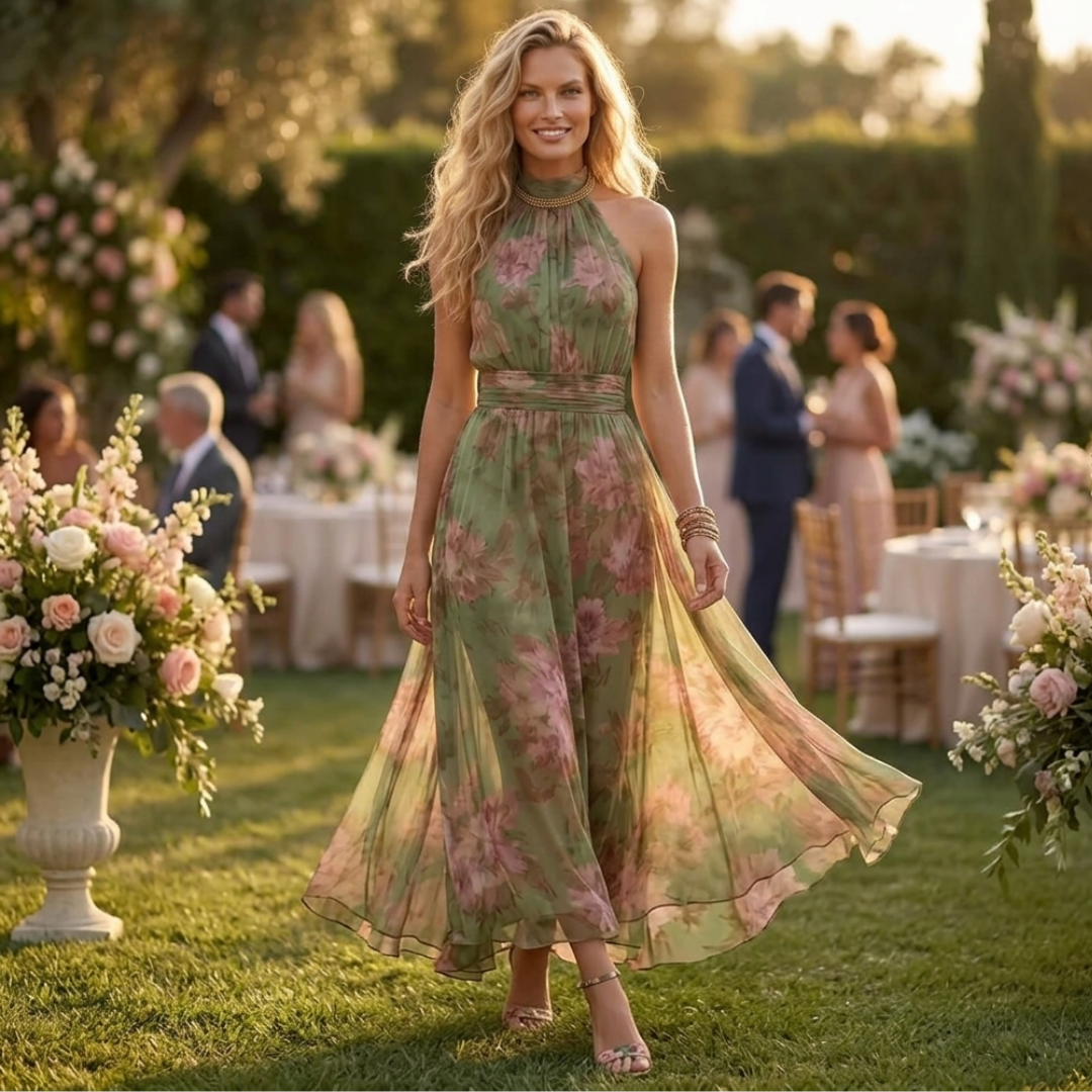 Theia - Emerald Blossom Maxi Dress
