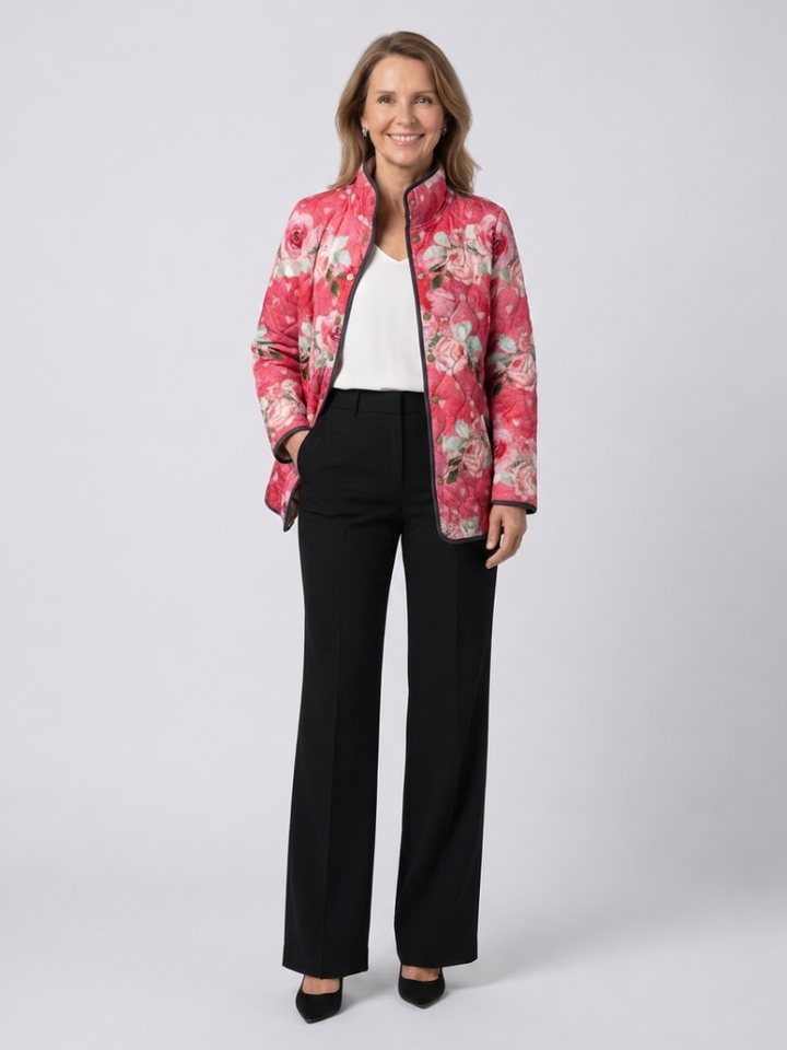 Padded Coat in Powdered Roses Christine