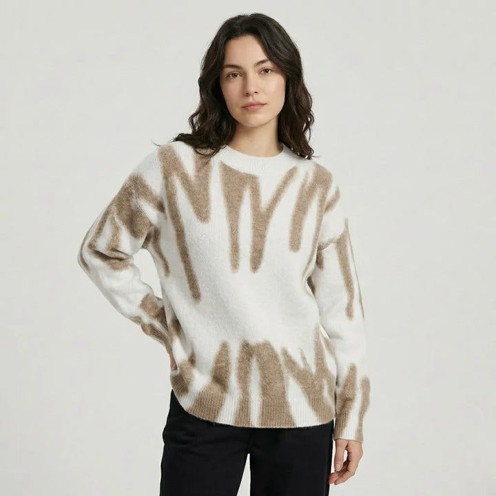 Organic Pattern Oversized Knit Sweater