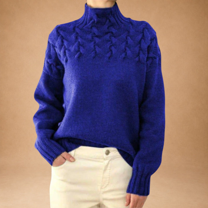 Eva - Women's Knitted Sweater with Knitting Detail