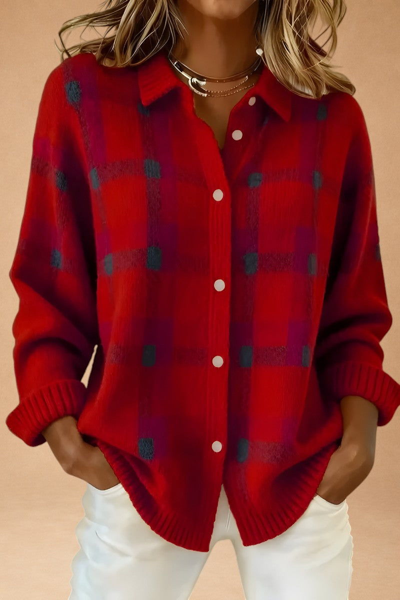 Katerina - Retro Wool Handcrafted Sweater with Contrast