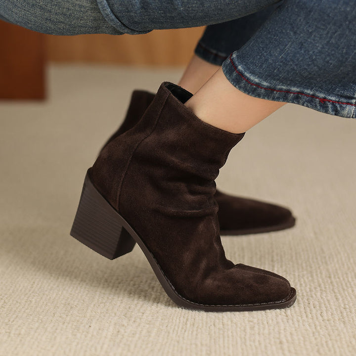 Suede Ankle Boots in Merino Wool