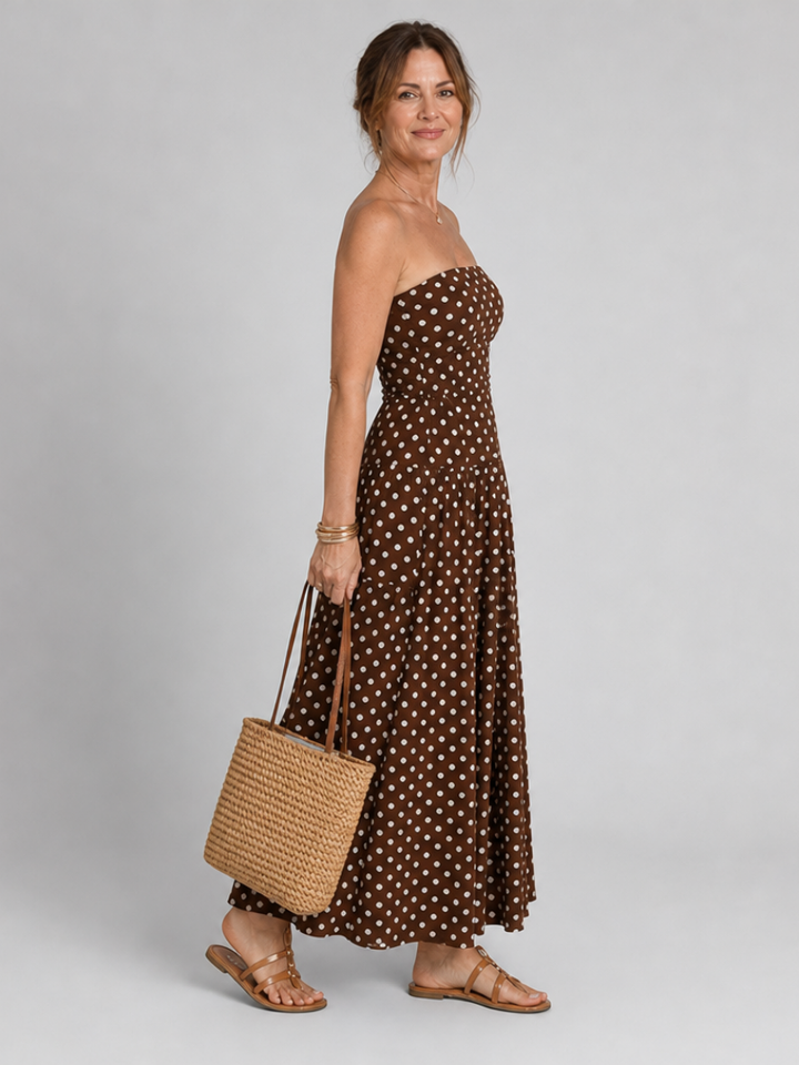 Sorien | Midi Strapless Dress with Deep Design