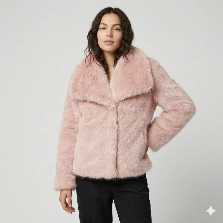 Urban-Inspired Short Structured Faux Fur Jacket