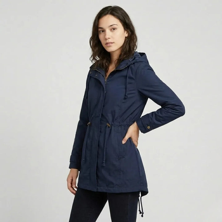 Fitted Hooded Long Parka in Technical Cotton