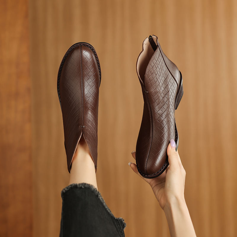 Genuine Leather Straight-Calf Boots