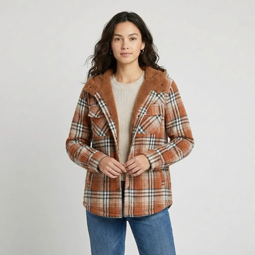 Plaid Hooded Jacket with Cozy Lining