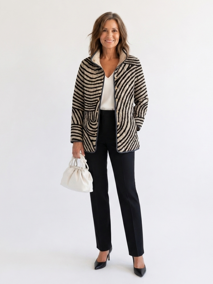 Léa Quilted Coat with Drawn Circles