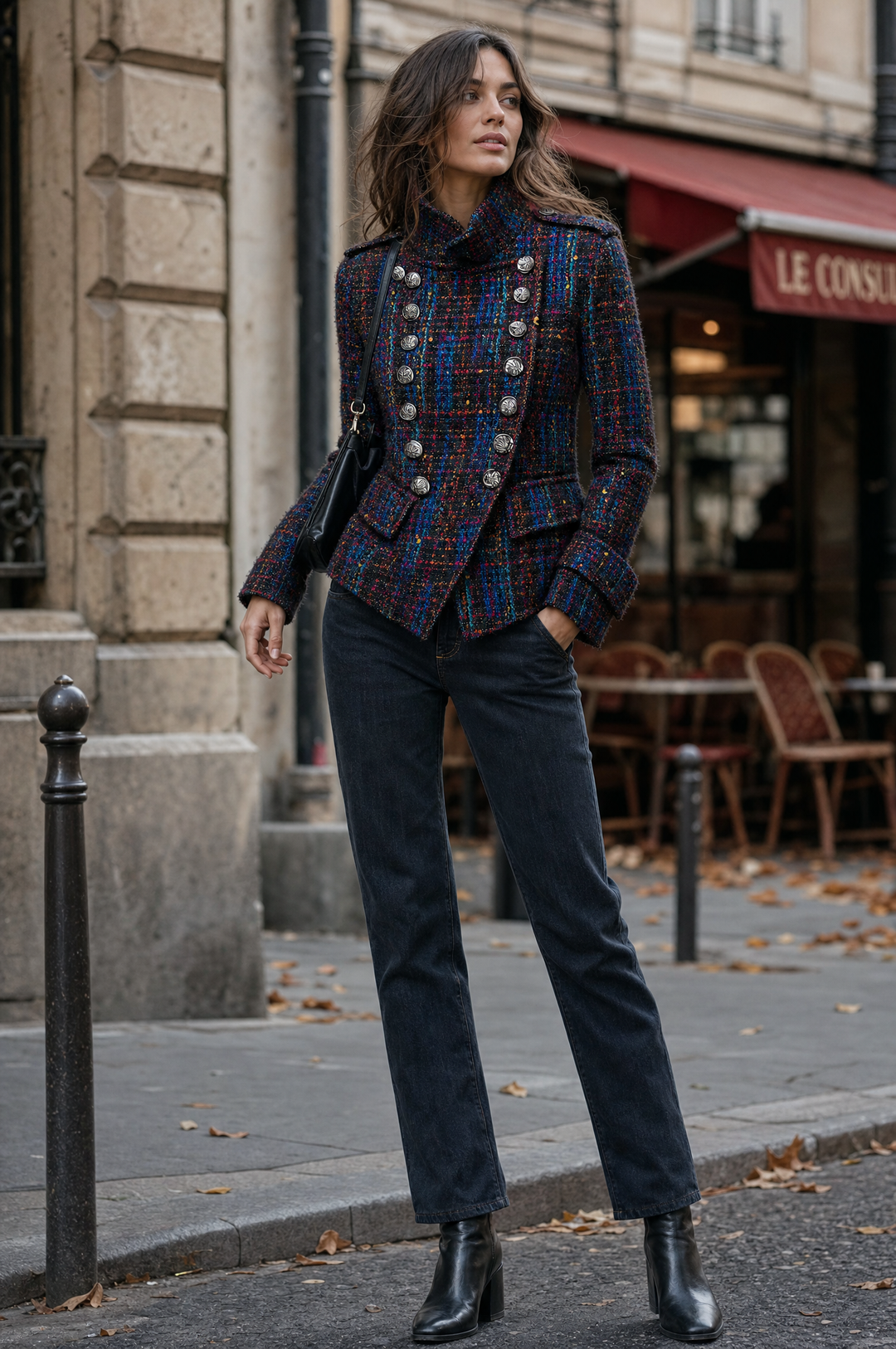 Vintage Military-Inspired Double Layer Jacket with Metal Accents