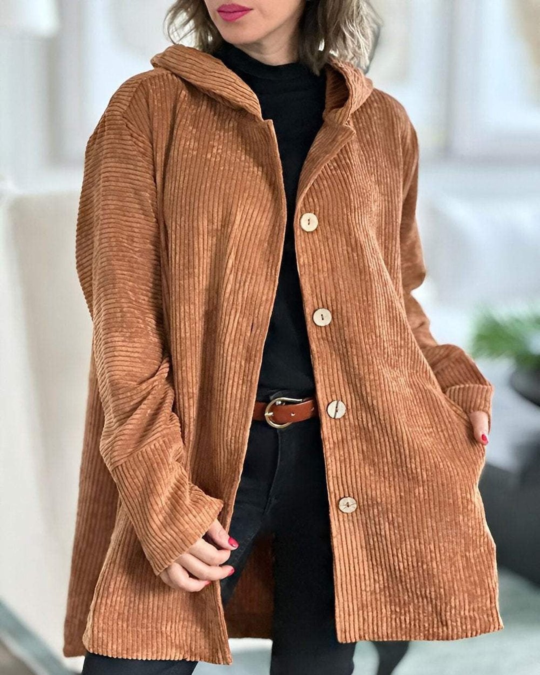Mae | Cosy Corduroy Hooded Jacket