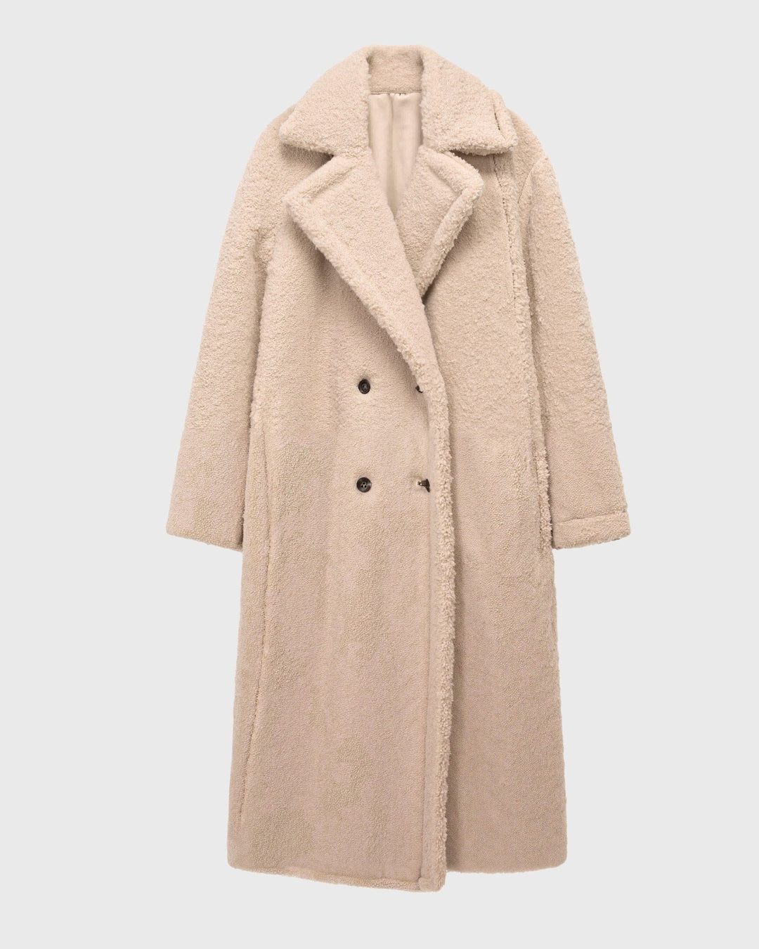 Straight Cut Long Teddy Coat