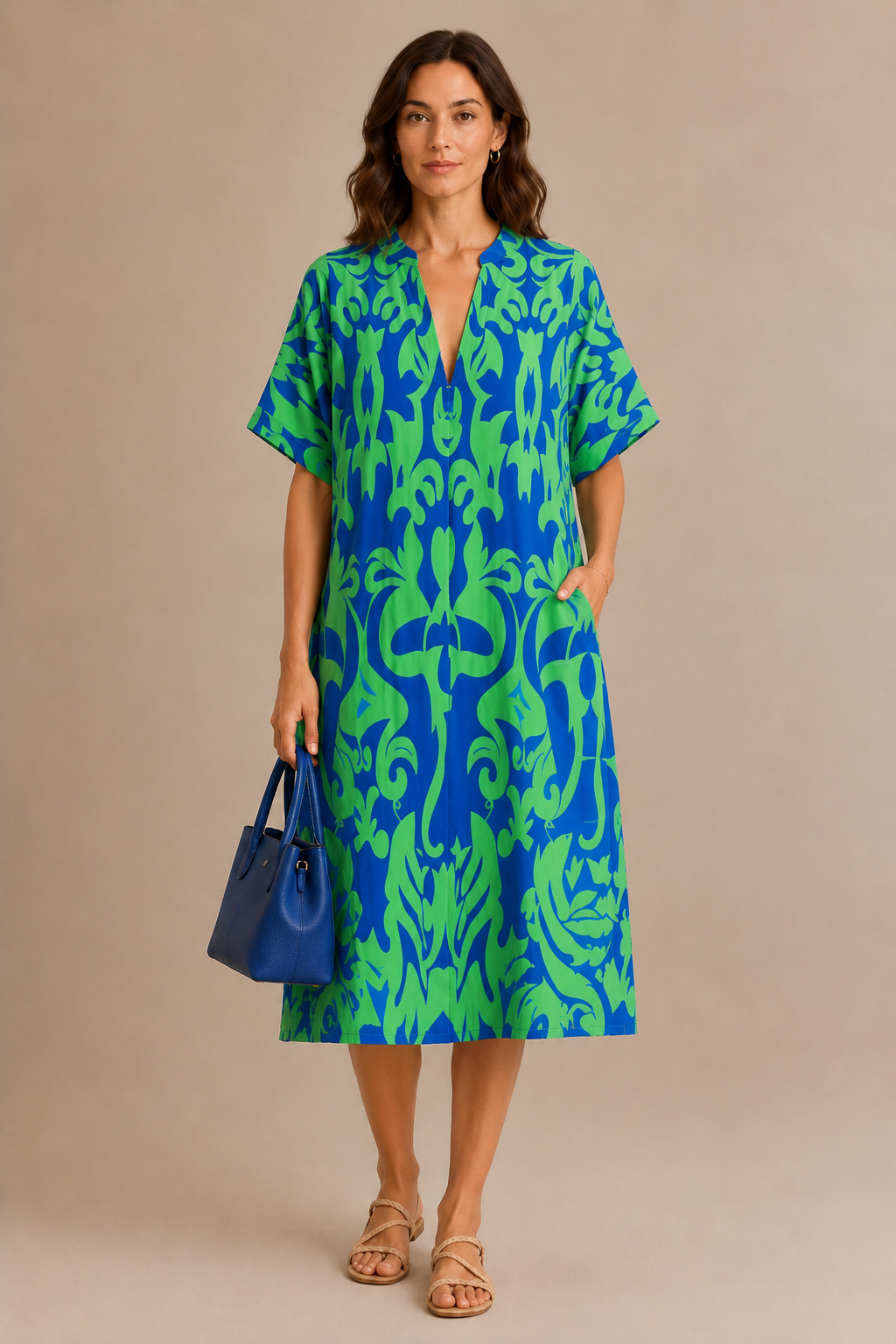 Bernadeta | V-Neck Patterned Dress
