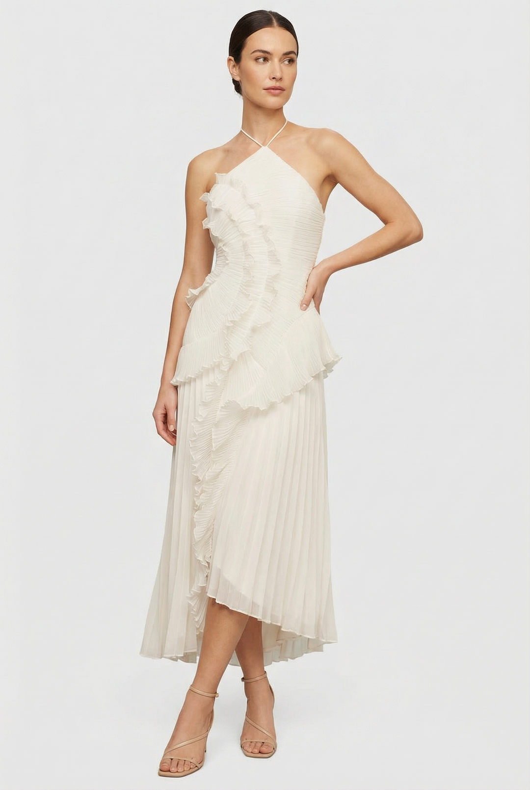Bibiána | Asymmetrical Pleated Maxi Gown