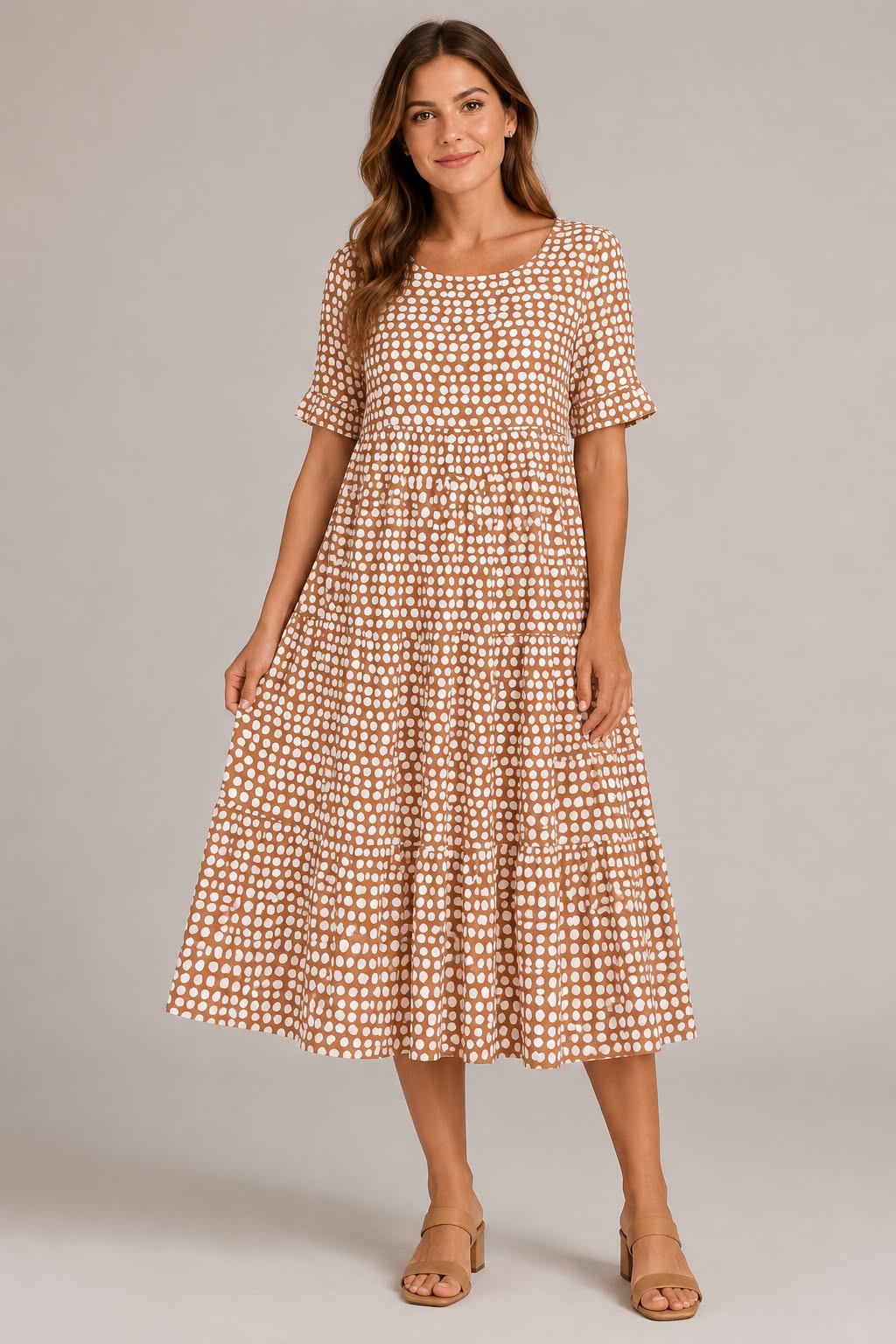 Ružica | Chic Midi Dress with Short Sleeves