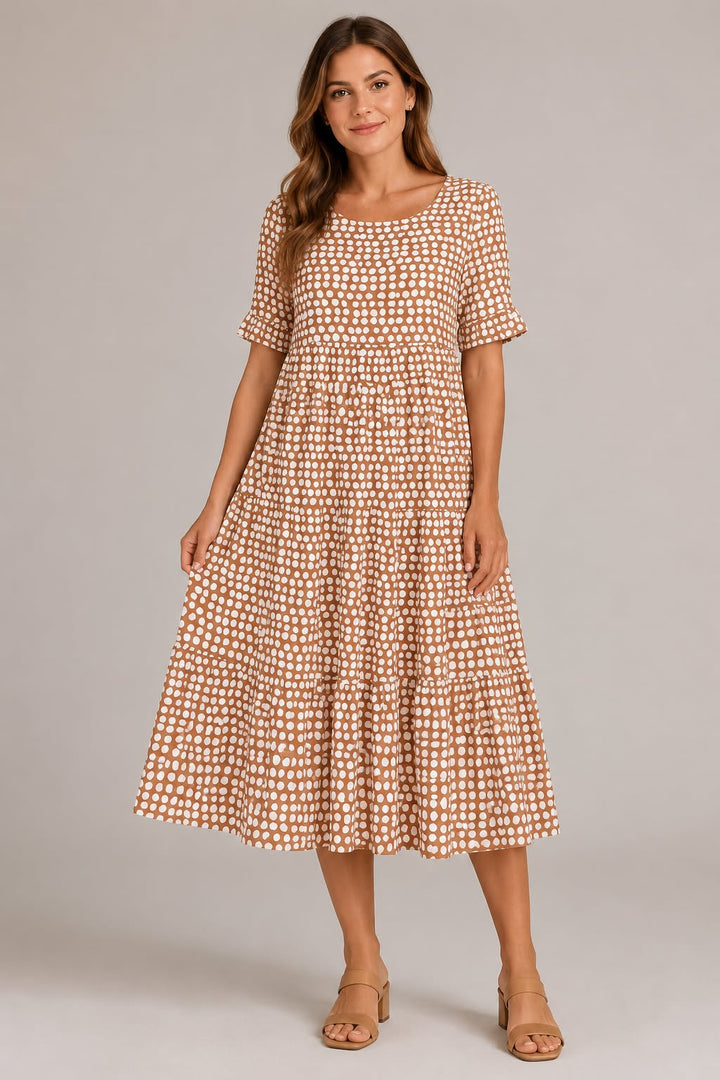 Ružica | Chic Midi Dress with Short Sleeves