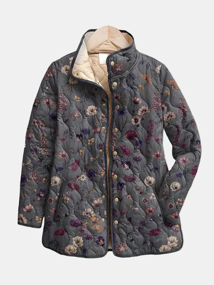 Nathalie Quilted Coat with Dried Flowers