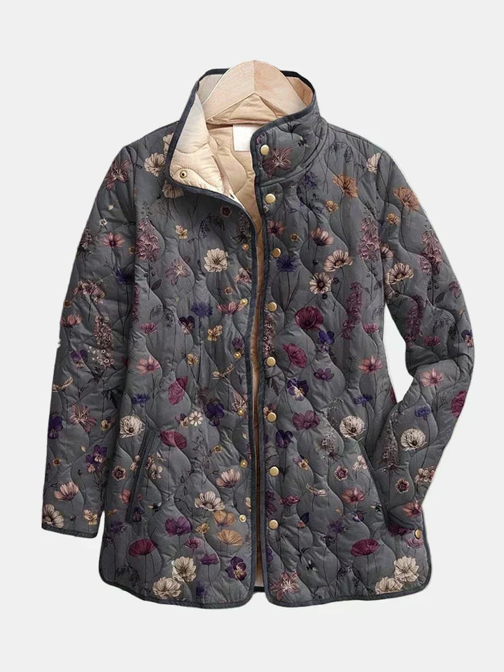 Nathalie Quilted Coat with Dried Flowers